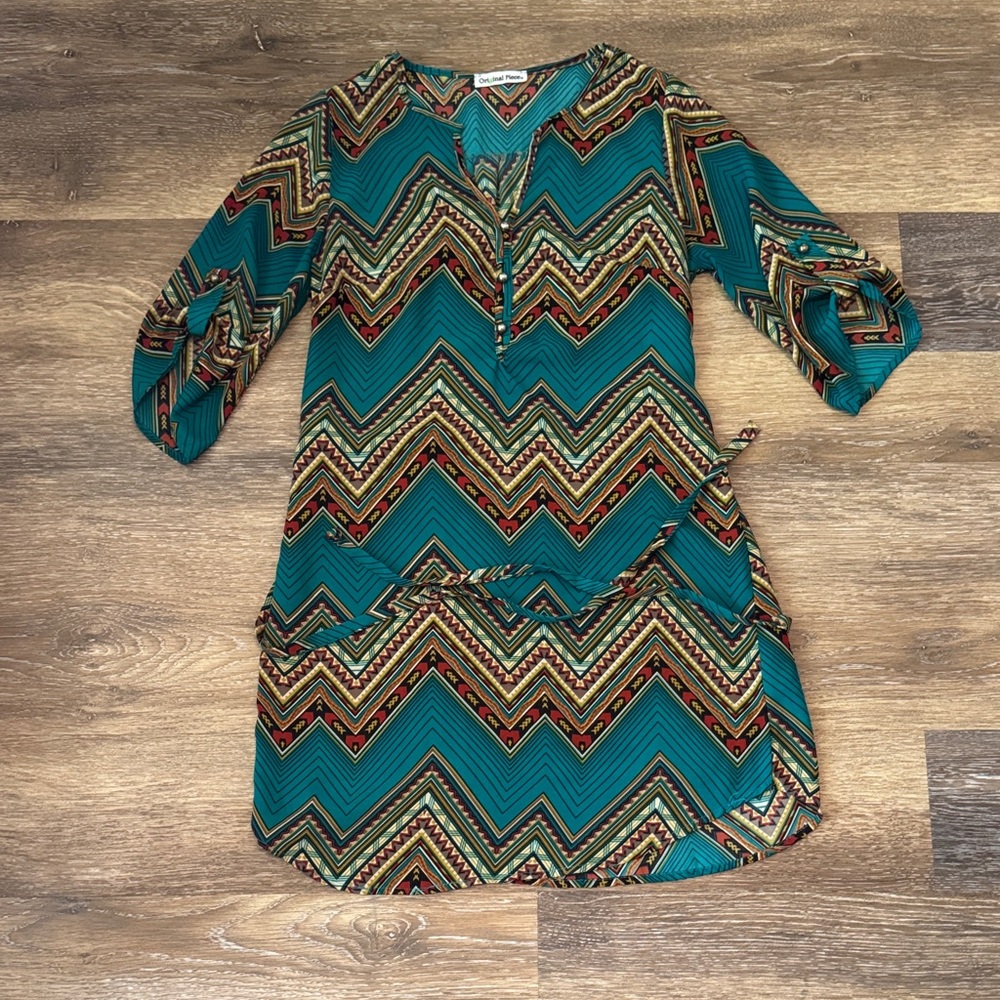 Vibrant Chevron Long Sleeve Dress